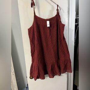 GAP Women's Burgundy Eyelet Mini Dress